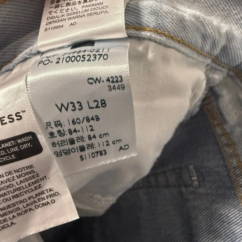 Levi's Wedgie Straight Jeans Men's 38x28 Blue Ombre Dip Dye Cotton Denim